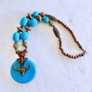 Tibetan Turquoise Stones Ox Necklace